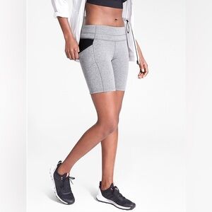 Athleta Be Free Gray and Black Biker Shorts